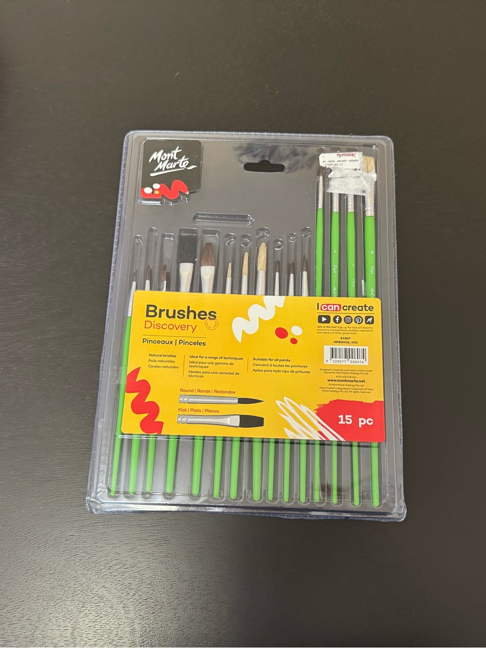 Mont Marte Brushes Discovery 15pc Set in Green I Can Crrate. Brand new.